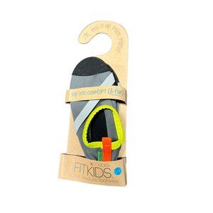 FitKids Grey Slip-On Active Kids Shoe - Neon Yellow Trim